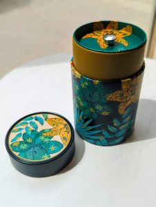 Boîte à thé en métallique - Wild flower green-